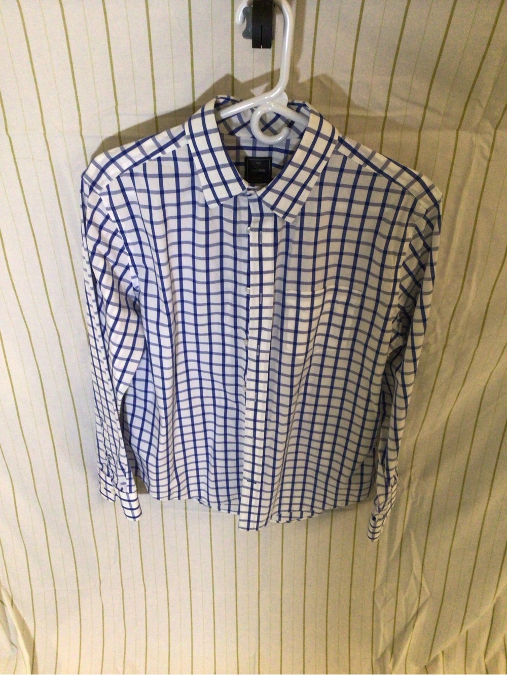 GAP White Shirt with Blue Windowpane Check